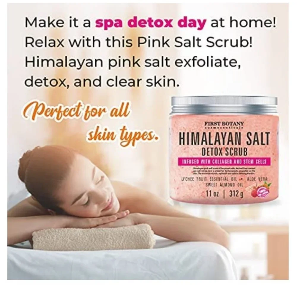 Himalayan Salt Body Scrub with Collagen and Stem Cells - Natural Exfoliating Sal - Picture 4 of 4